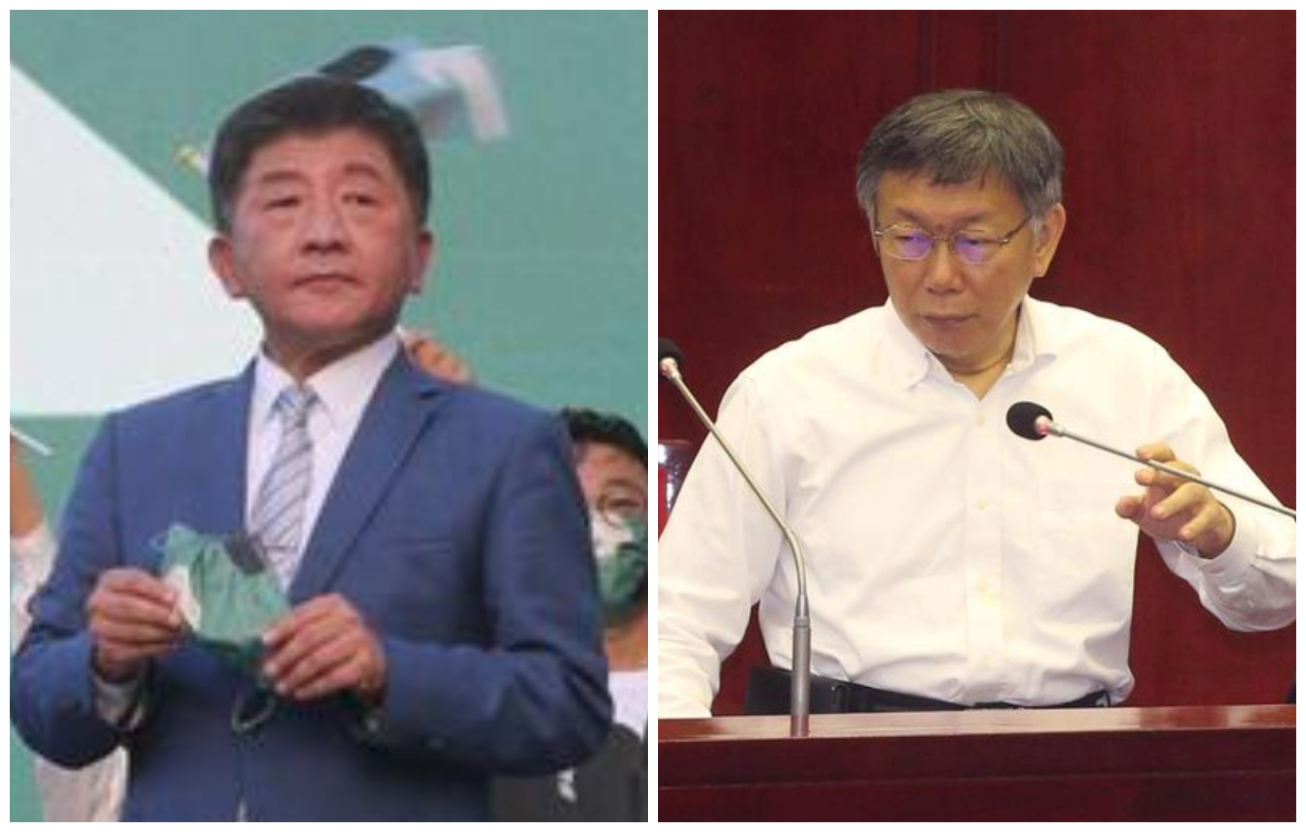 柯文哲（右圖）和陳時中（左圖）又在隔空嗆聲。（本刊資料照）