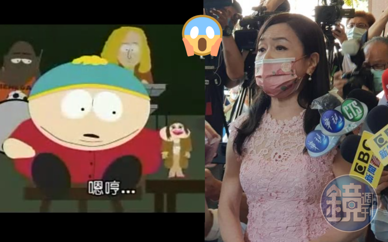資深媒體人周玉蔻(右圖)紅到登上傳奇卡通《南方四賤客》(左圖)?(本刊資料照、翻攝自阿湯隨意窩)