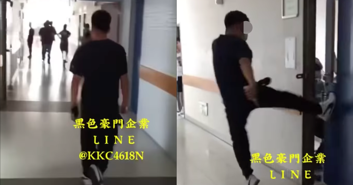 黑衣男氣炸猛踹門。（翻攝自臉書）