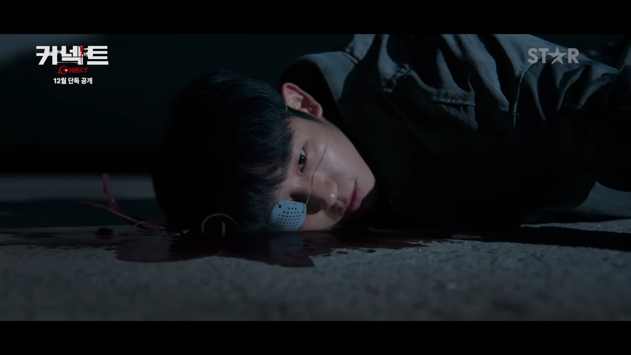 丁海寅在劇中飾演眼球被奪走的謎樣男子，為找回眼球並阻止連環殺手展開追擊。（翻攝自預告）