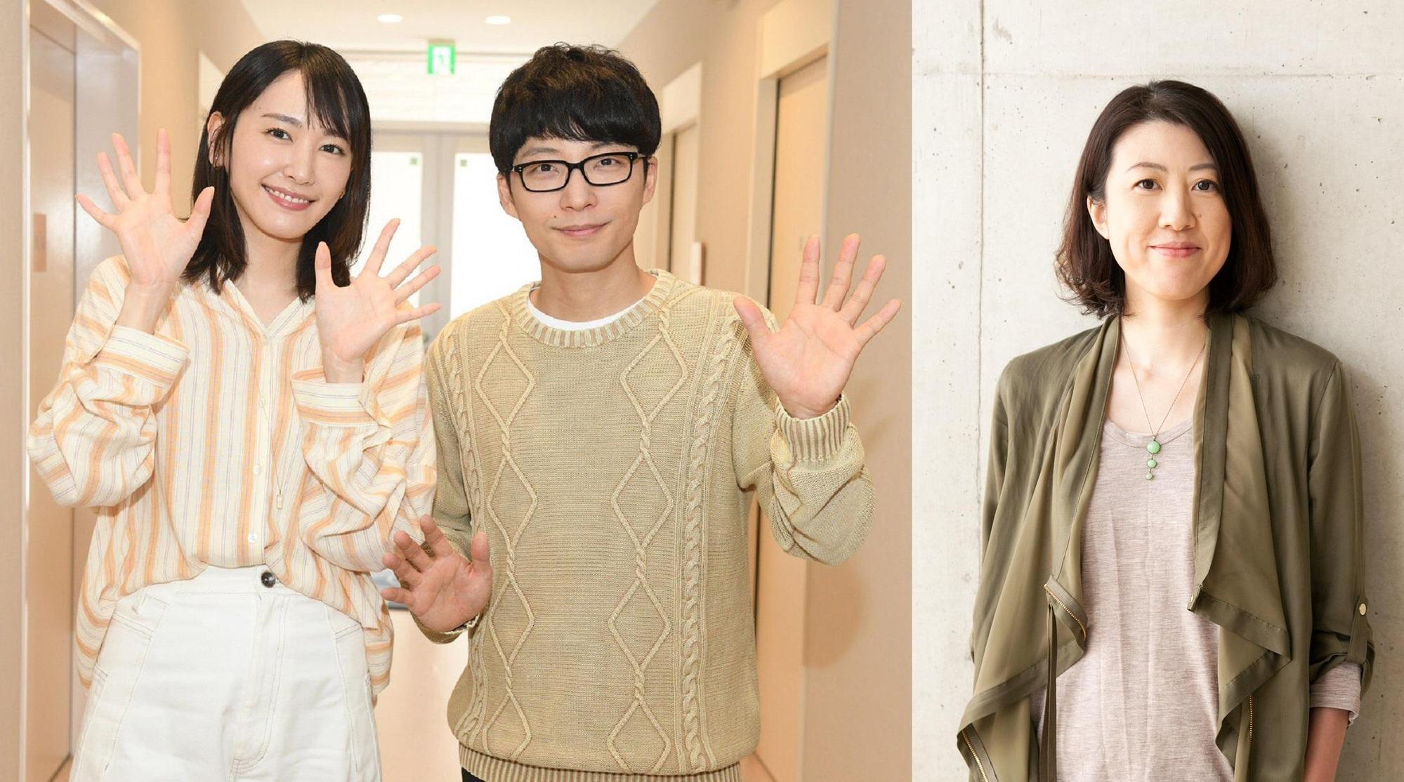 新垣結衣（左圖左）與星野源（左圖右）主演日劇《月薪嬌妻》編劇野木亞紀子（右圖）將來台出席高雄電影節影劇國際講座。（左圖翻攝自Twitter，右圖高雄電影節提供）