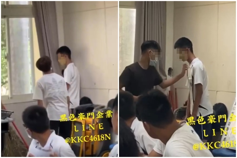 嘉義某高校發生學生肢體衝突，一名學生遭到2名同學毆打。（翻攝自黑色豪門企業Telegram）