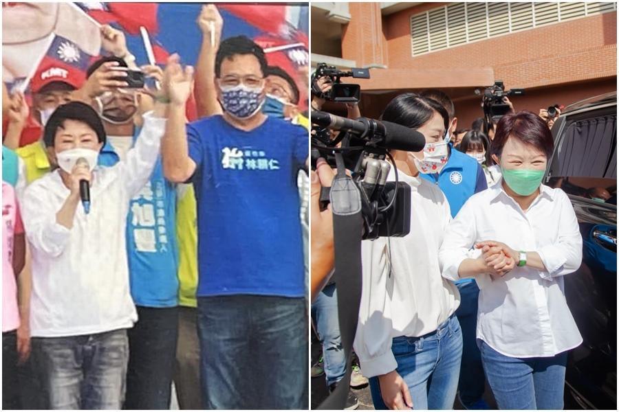 台中市長盧秀燕昨(8)日替同黨籍新竹市長參選人林耕仁站台,今(9)日上午又陪同民眾黨參選人高虹安參訪建國市場。(翻攝自林耕仁、高虹安臉書)