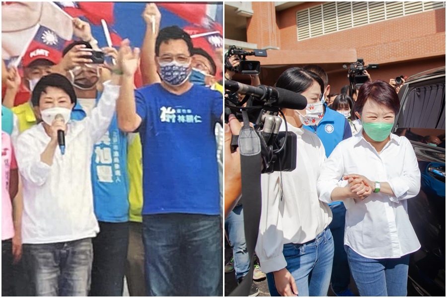 台中市長盧秀燕昨（8）日替同黨籍新竹市長參選人林耕仁站台，今（9）日上午又陪同民眾黨參選人高虹安參訪建國市場。（翻攝自林耕仁、高虹安臉書）