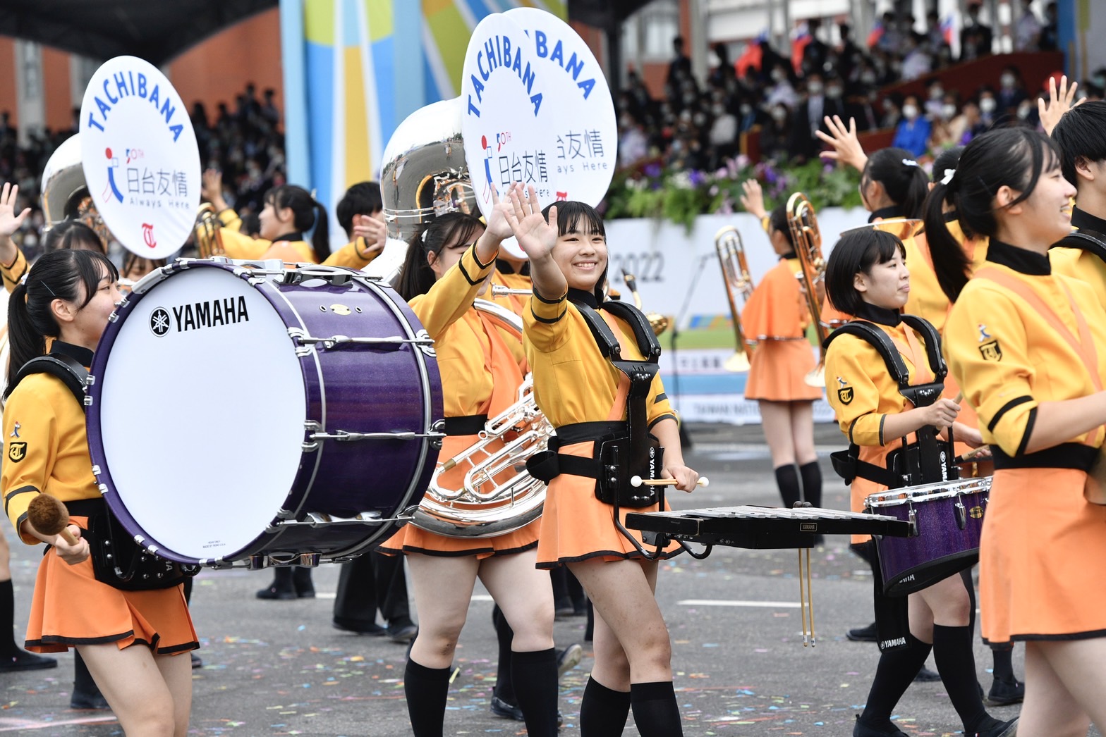 來自日本的京都橘高校吹奏部，今日受邀到國慶典禮演出。