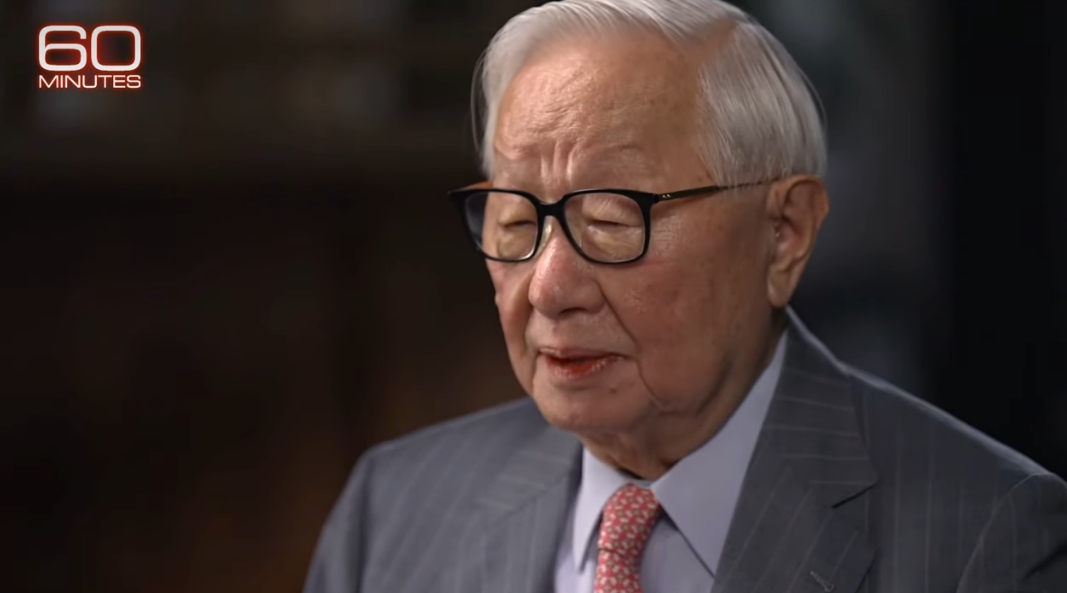 台積電創辦人張忠謀接受CBS節目《60分鐘》訪問。（翻攝自60 Minutes YT頻道）