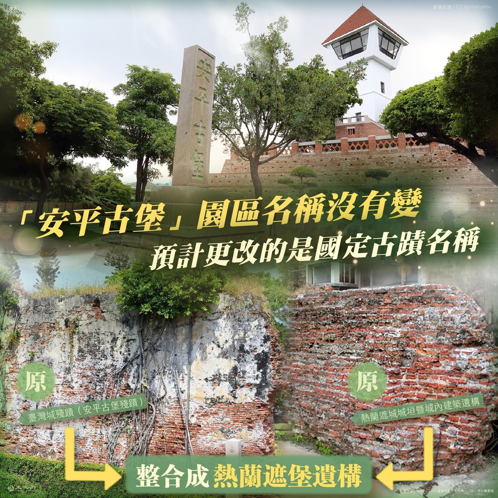 李永得強調2處古蹟合併更名,按照文資法調整國定古蹟名稱,安平古堡的稱呼不會改變。(翻攝自文化部臉書)