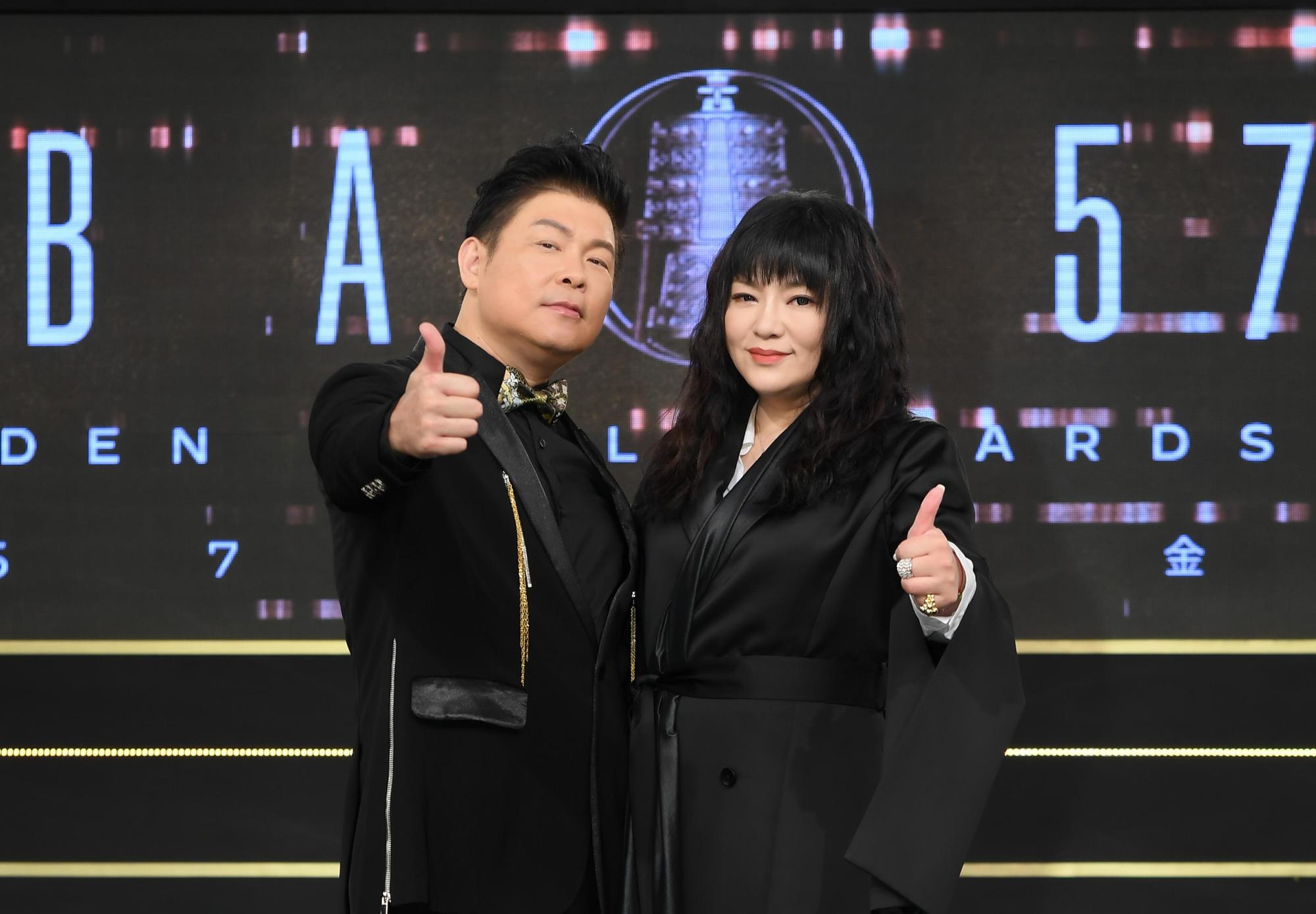 曾國城（左）、唐綺陽搭檔主持金鐘「節目類」頒獎，將在開場表演Rap。（三立提供）
