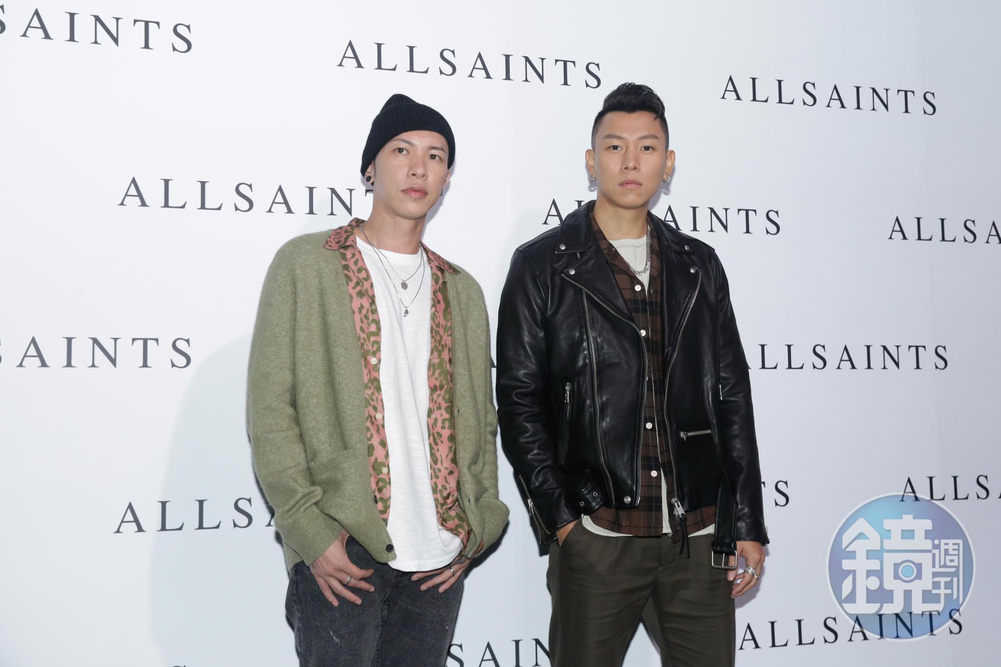 瘦子（右）與AllSaints推出聯名系列，小春（左）只給90分。