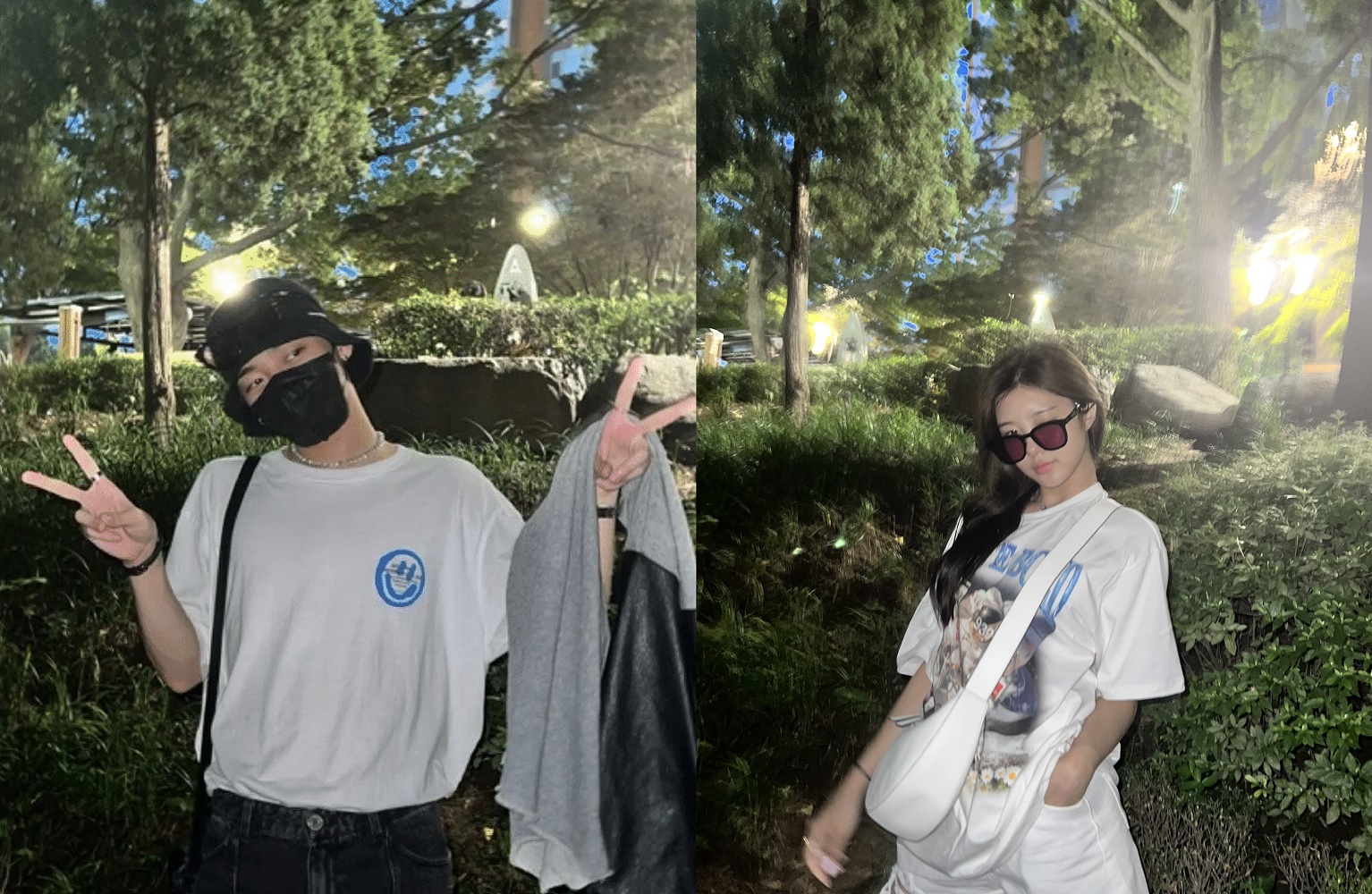 Won（左圖）自己傳照片給粉絲稱是「男友照」，被發現和多娟（右圖）上傳的照片是在同一地點拍攝。（左圖翻攝自Bubble，右圖翻攝自Kep1er Twitter）