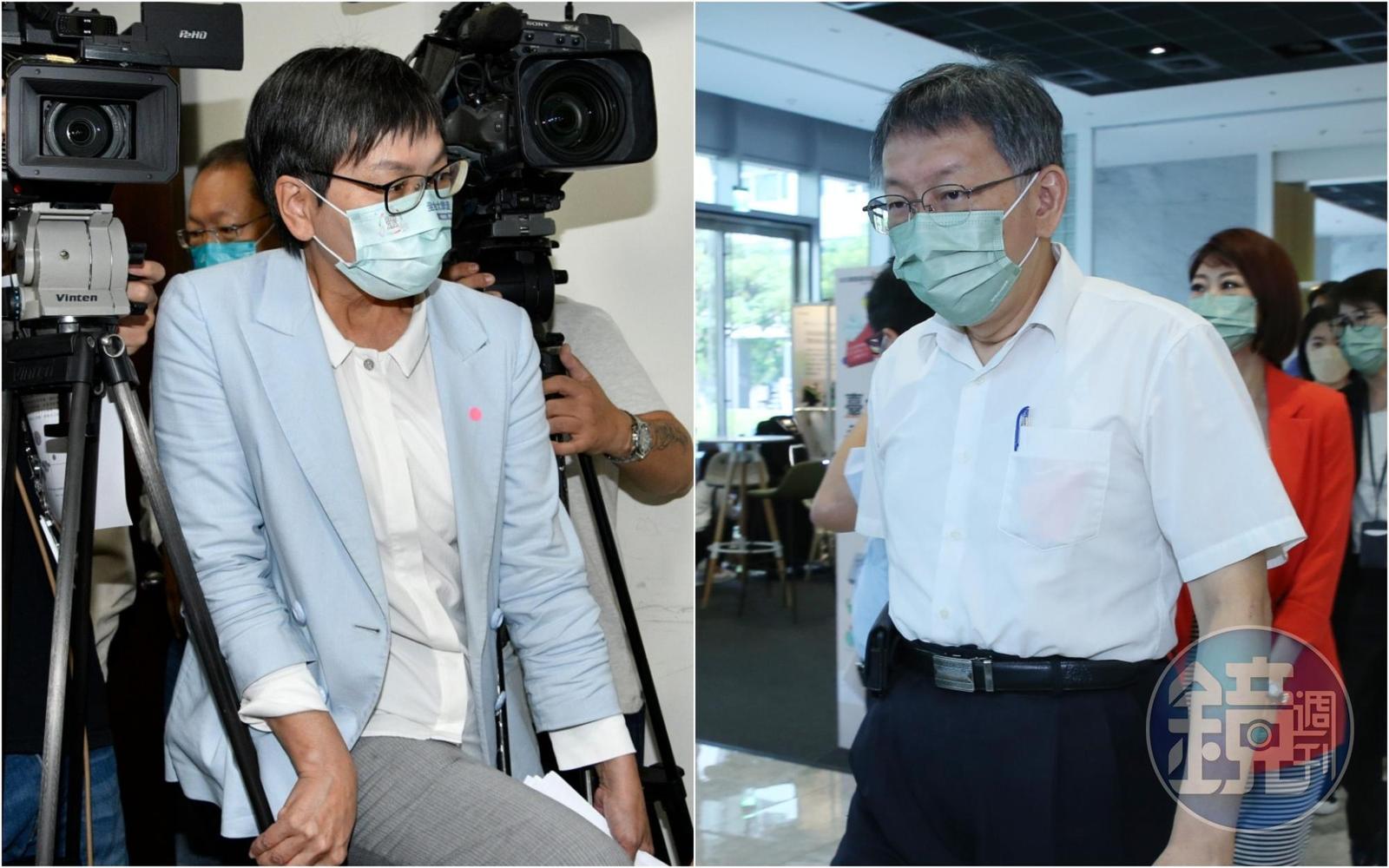 蔡壁如(左)論文涉抄被校方撤銷學位,柯文哲(右)今表示力挺,相信蔡沒有抄襲的意圖。