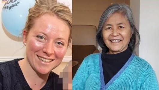 英國女子米契爾（左）涉嫌殺害好友、馬來西亞國民張美坤，檢方推測犯案動機出於錢。（翻攝推特@CrimeLdn、@CourtNewsUK）