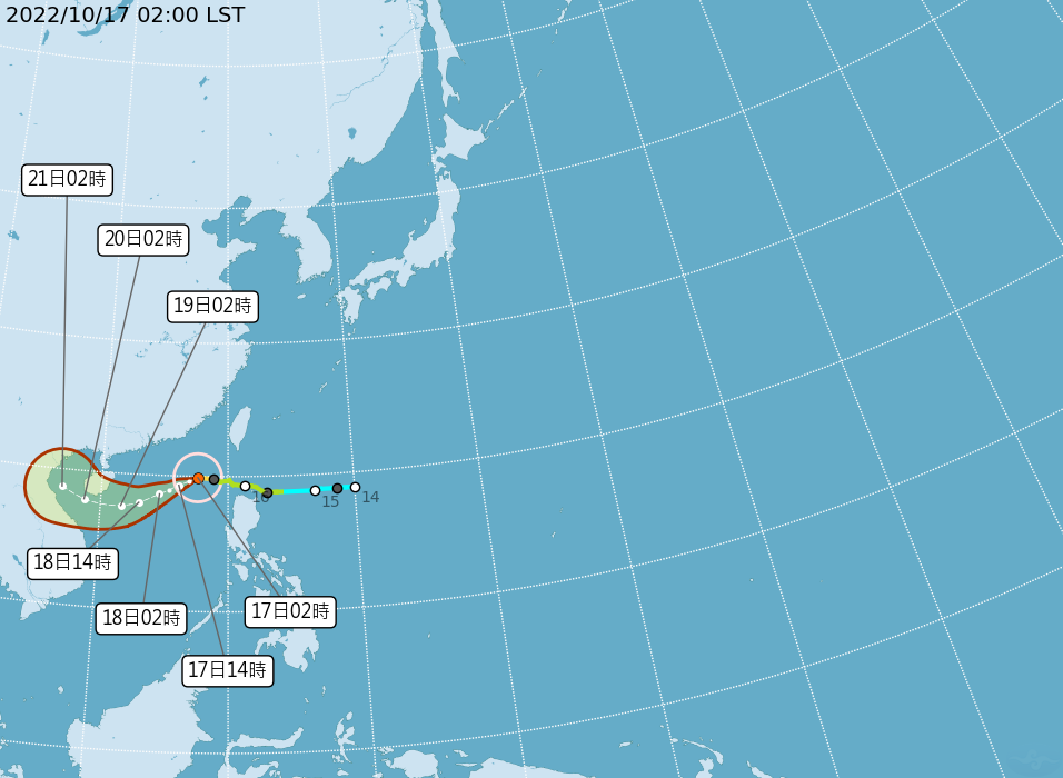 尼莎雖然逐漸遠離台灣，不過其外圍環流加上東北季風形成「共伴效應」。（中央氣象局提供）