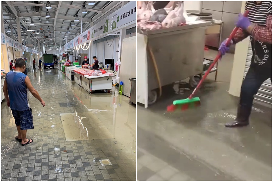 卓冠廷在臉書PO出樹林保安市場淹水情形，痛批新北市施政禁不起考驗。（翻攝自卓冠廷臉書）