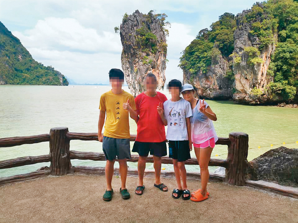  法籍老公在普吉島經營民宿，岳庭也帶著兩兒移居。（翻攝自岳庭的健康生活臉書）