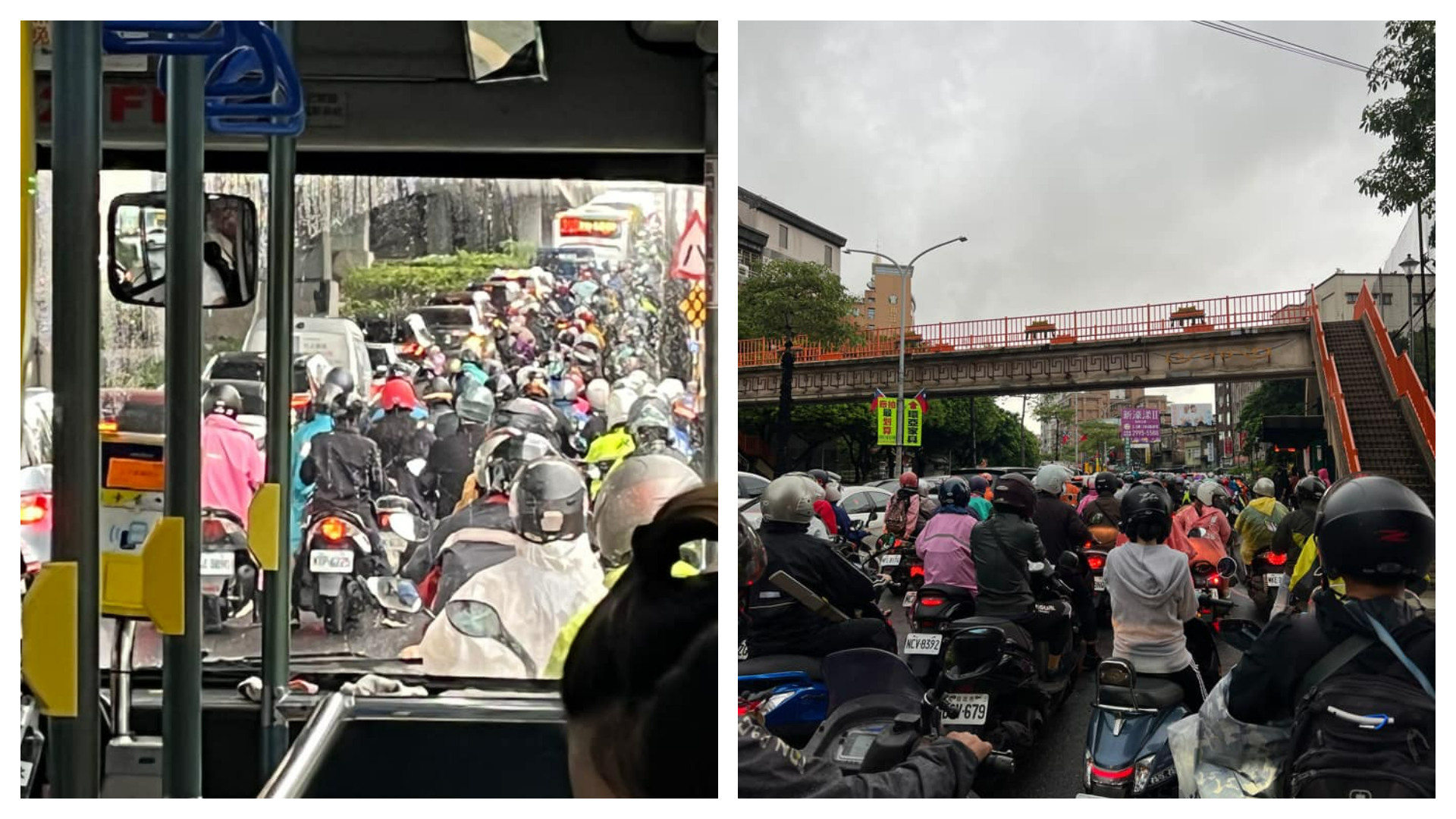 不少人一早上班卻遇到交通大癱瘓，甚至有人乾脆用走的。（翻攝自愛新莊我是新莊人臉書）