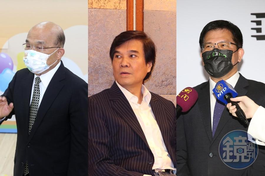 前立委黃義交（中）昨日驚傳墜樓，行政院長蘇貞昌（左）與新北市長參選人林佳龍（右）今都表示不捨。（本刊資料照）