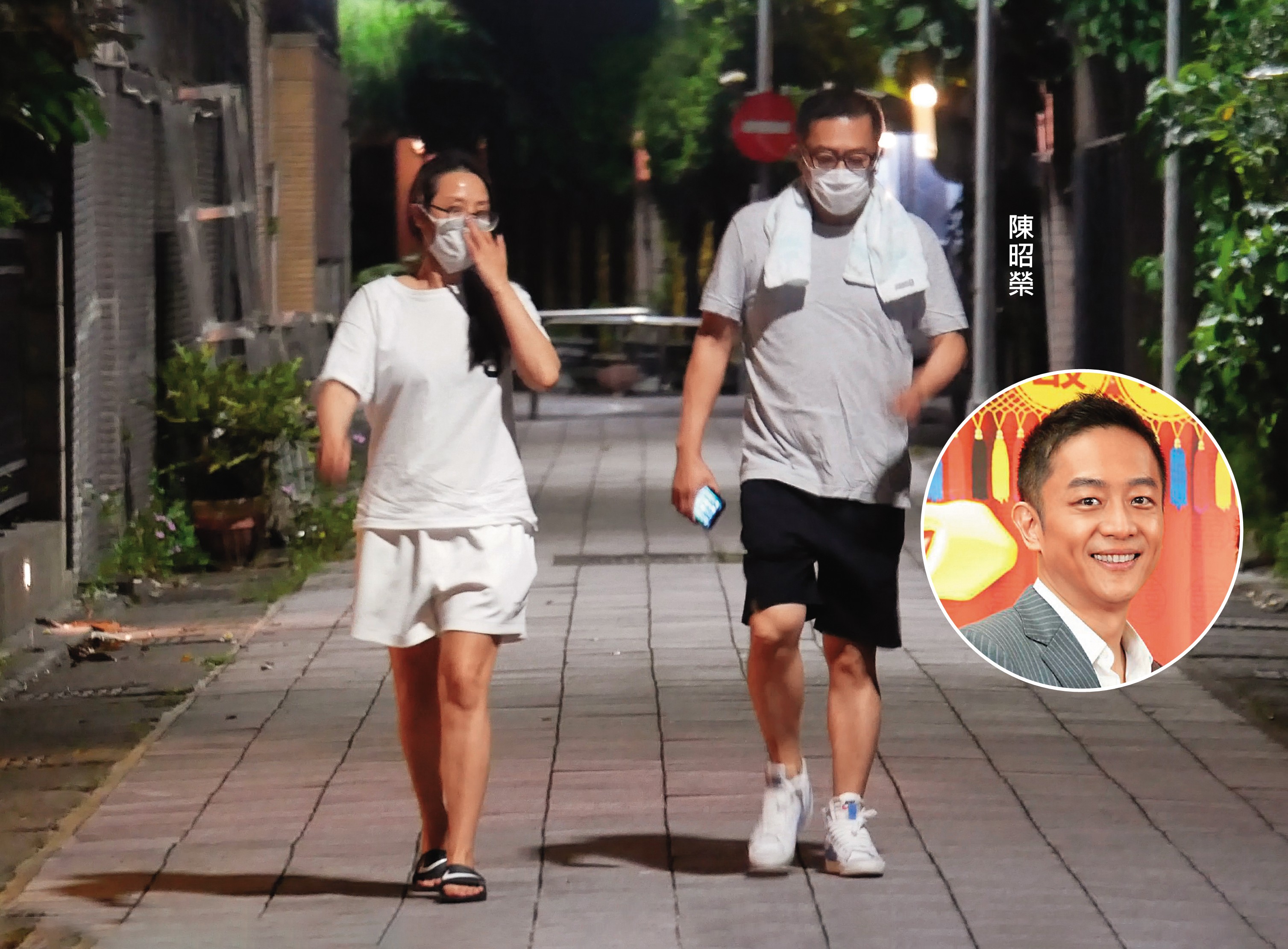 陳昭榮（右）與熟女（左）出門運動，很有種知己好友的fu。