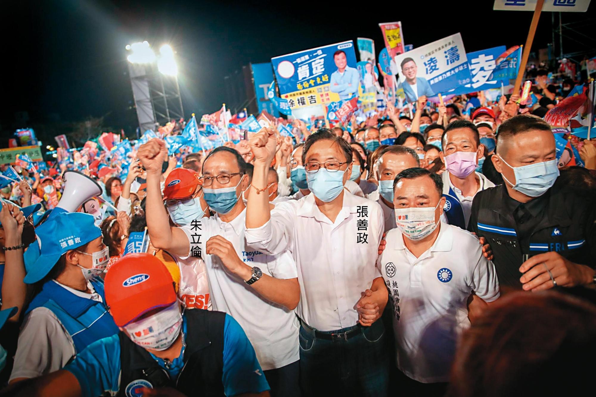 藍營憂張善政民調拉不開,黨主席朱立倫將輔選重心由台北轉至桃園。(張善政競辦提供)