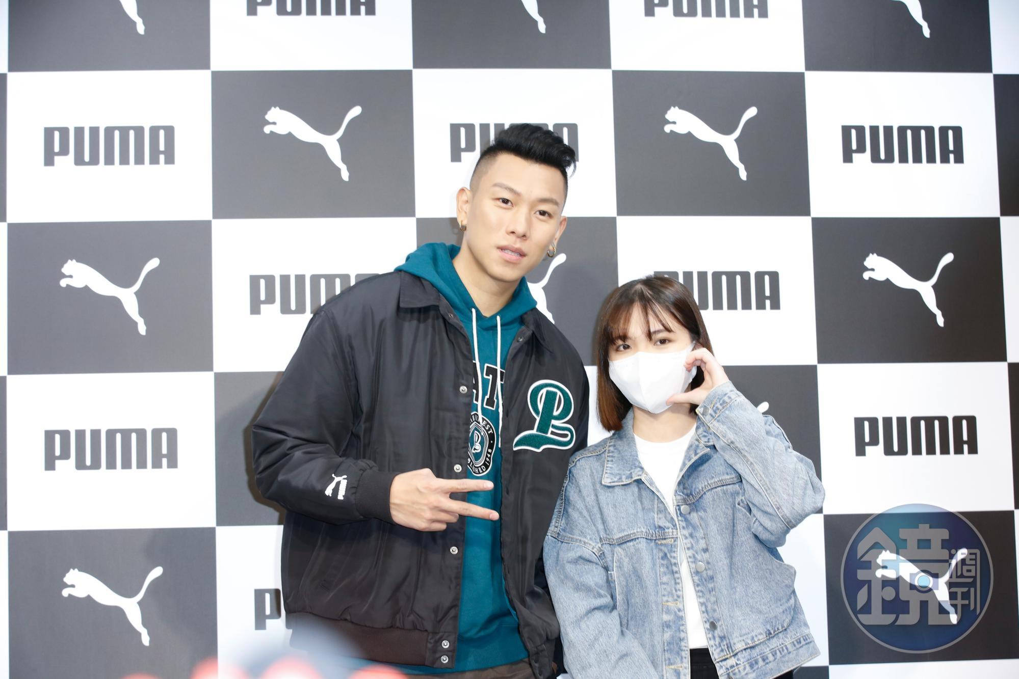 瘦子(左)以代言人之姿,與粉絲出席Puma忠孝旗艦館擴大改裝開幕。