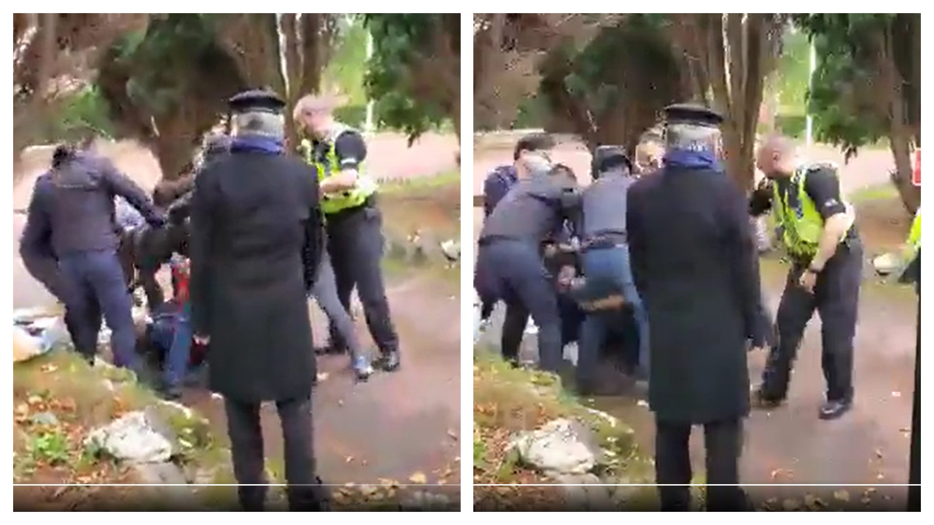 遭圍毆的男子所幸後由英國警方救出。（翻攝自推特）
