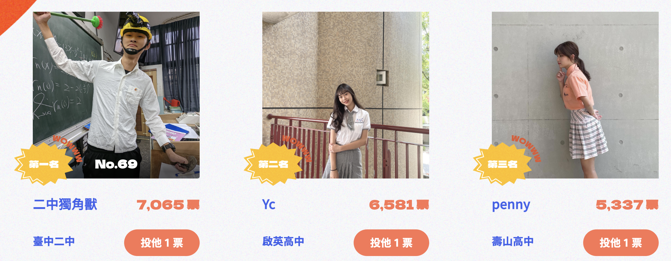 高校制服大賞第一名,是來自台中二中的「二中獨角獸」。(翻攝自2022 Meteor高校制服大賞官網)