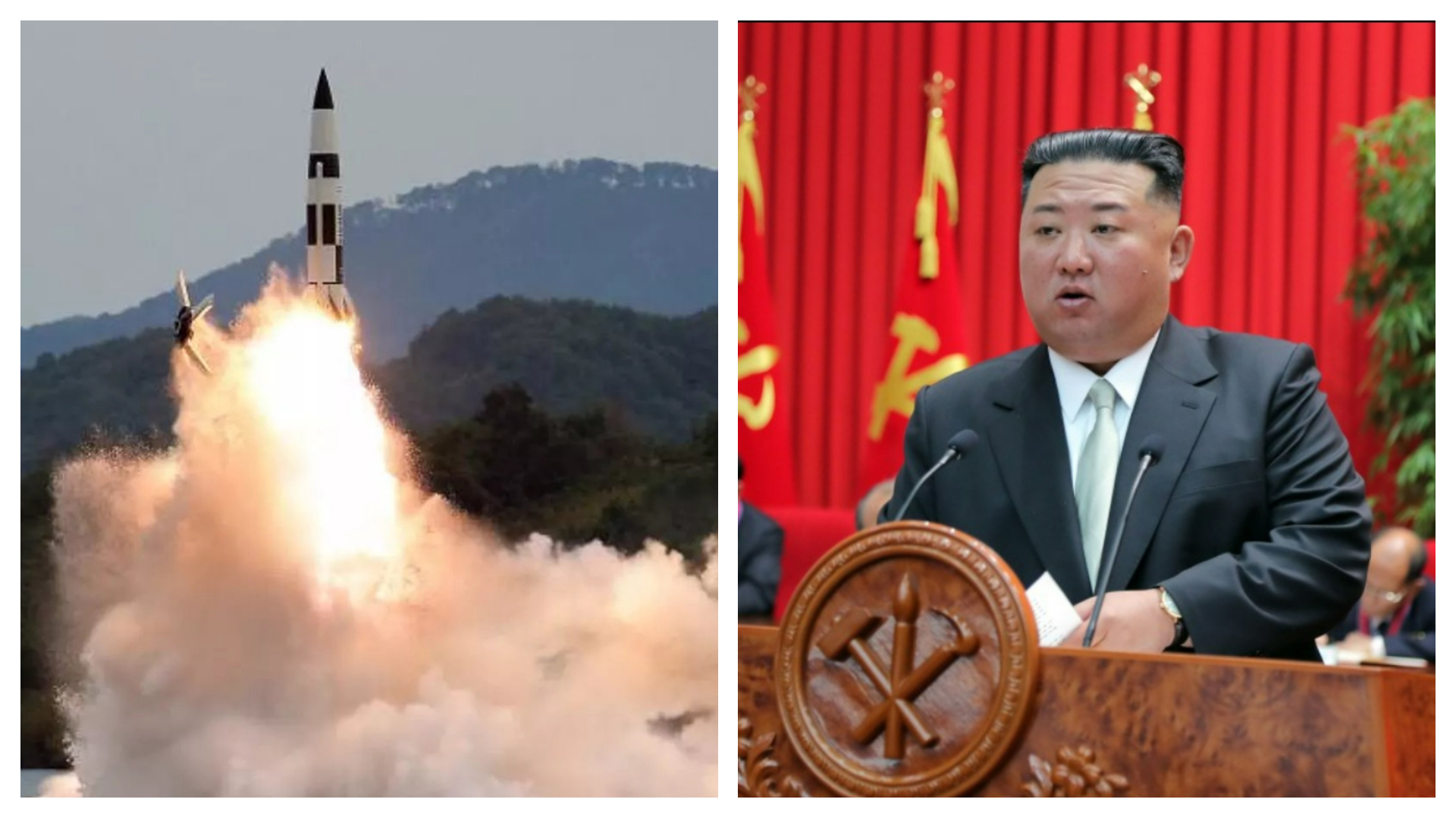 北韓近期發射上百枚砲彈，聲稱是為了表達南韓挑釁的反擊。（翻攝自俄羅斯衛星通訊社微博、朝中社官網）