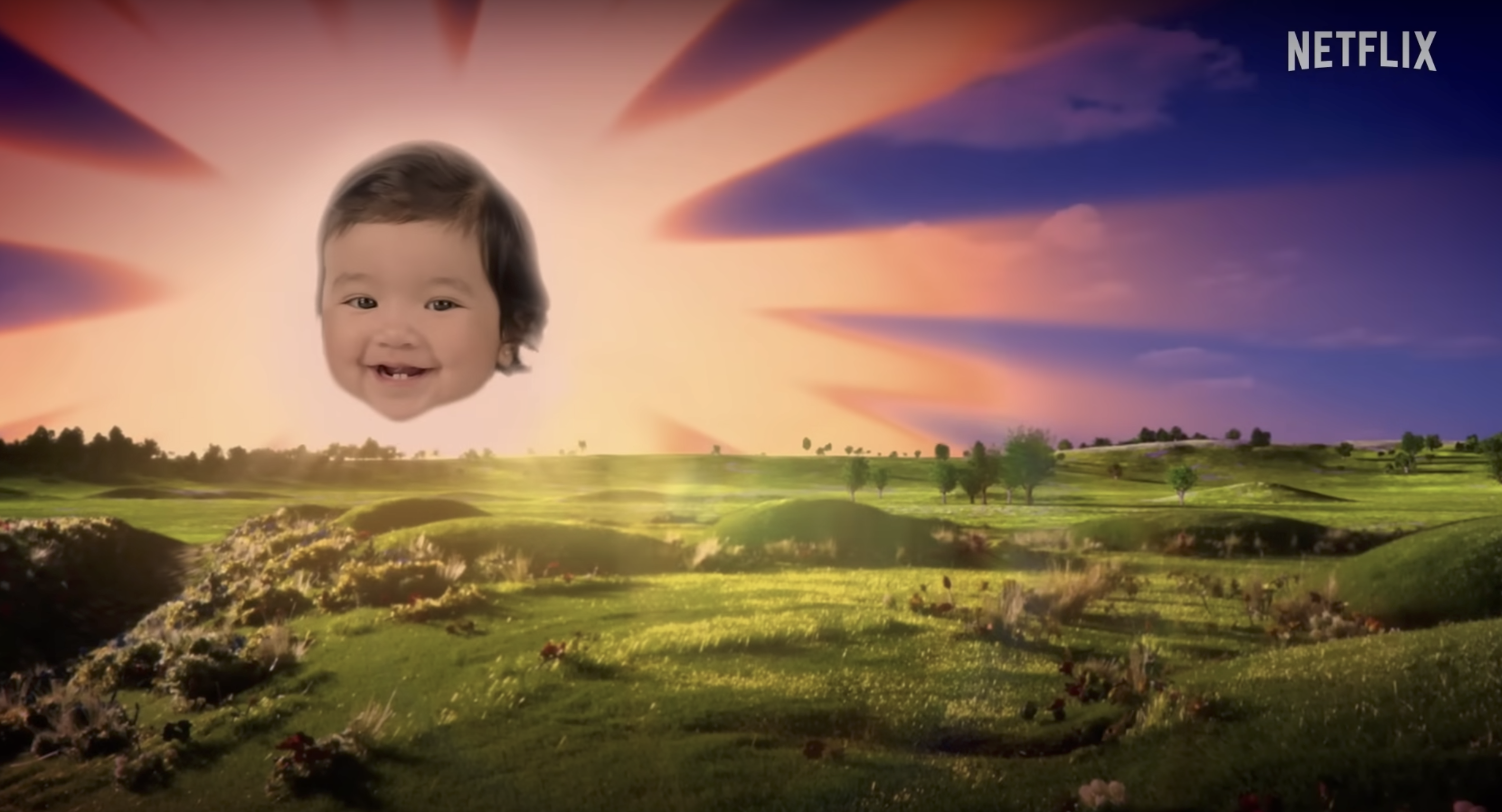 片頭的小太陽是個亞裔面孔的女寶寶。(翻攝預告片)