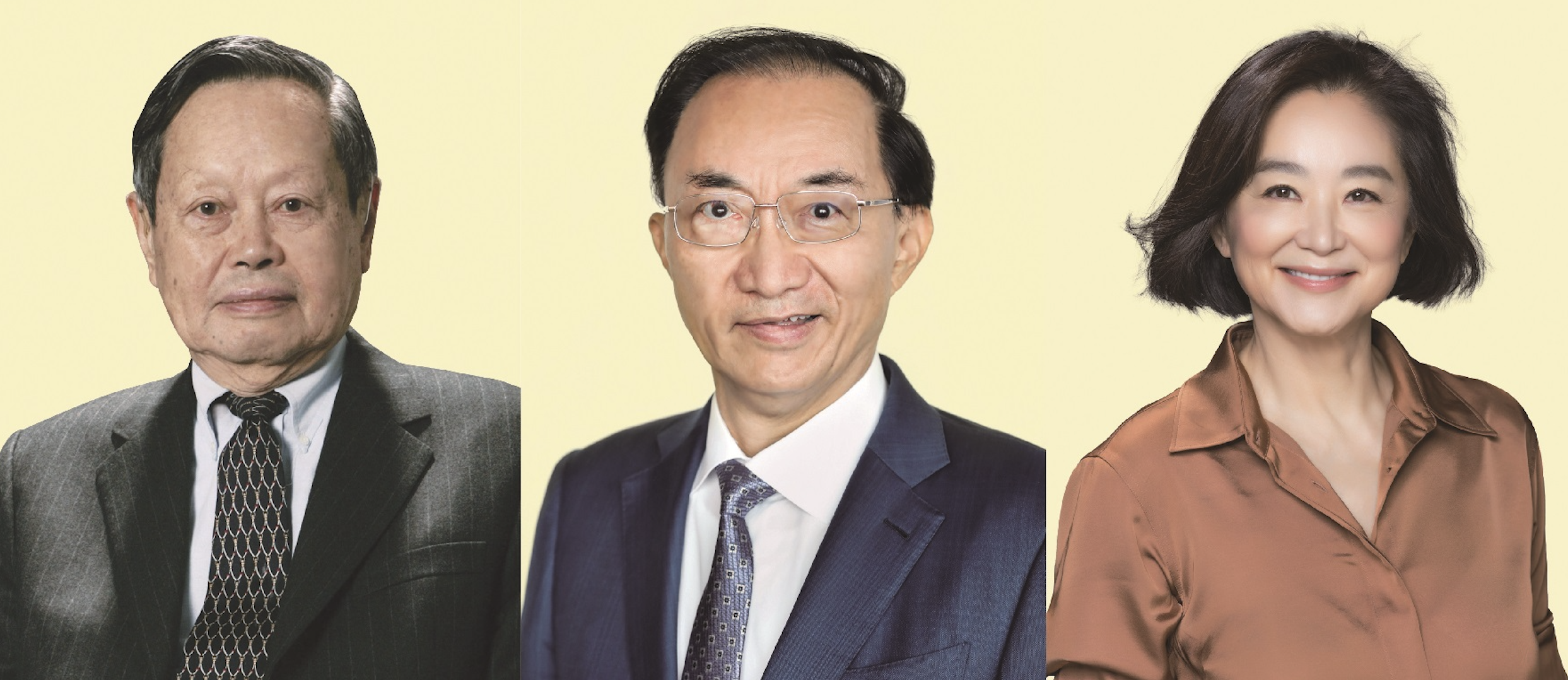 楊振寧（左起）、林高演、林青霞獲頒香港大學榮譽博士學位。（翻攝香港大學官網）
