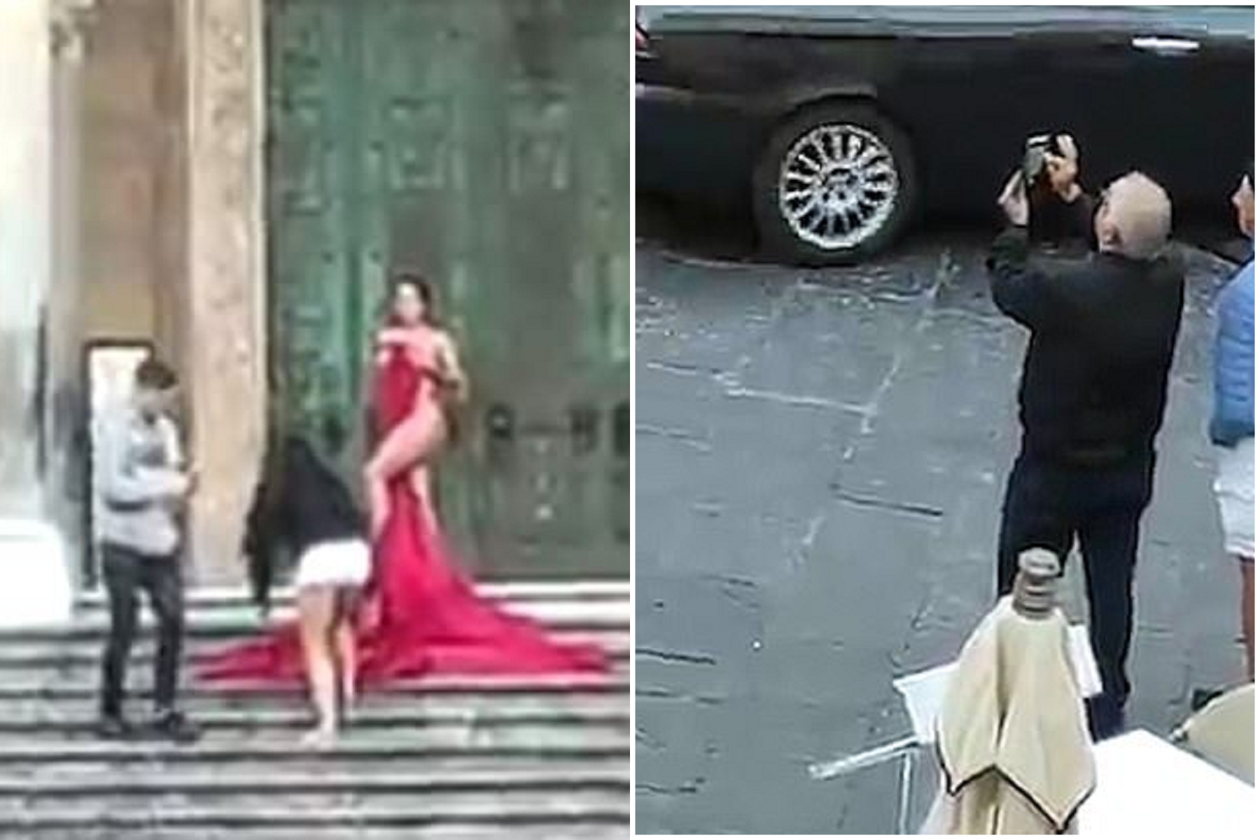 女網紅大教堂前全裸露出拍攝，大叔們好興奮！警方拳頭硬了。（翻自《每日郵報》）