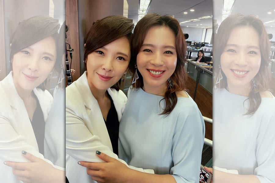 天心（左）曬出與劉品言的合照，直言連親媽都會錯亂。（翻攝利菁臉書）