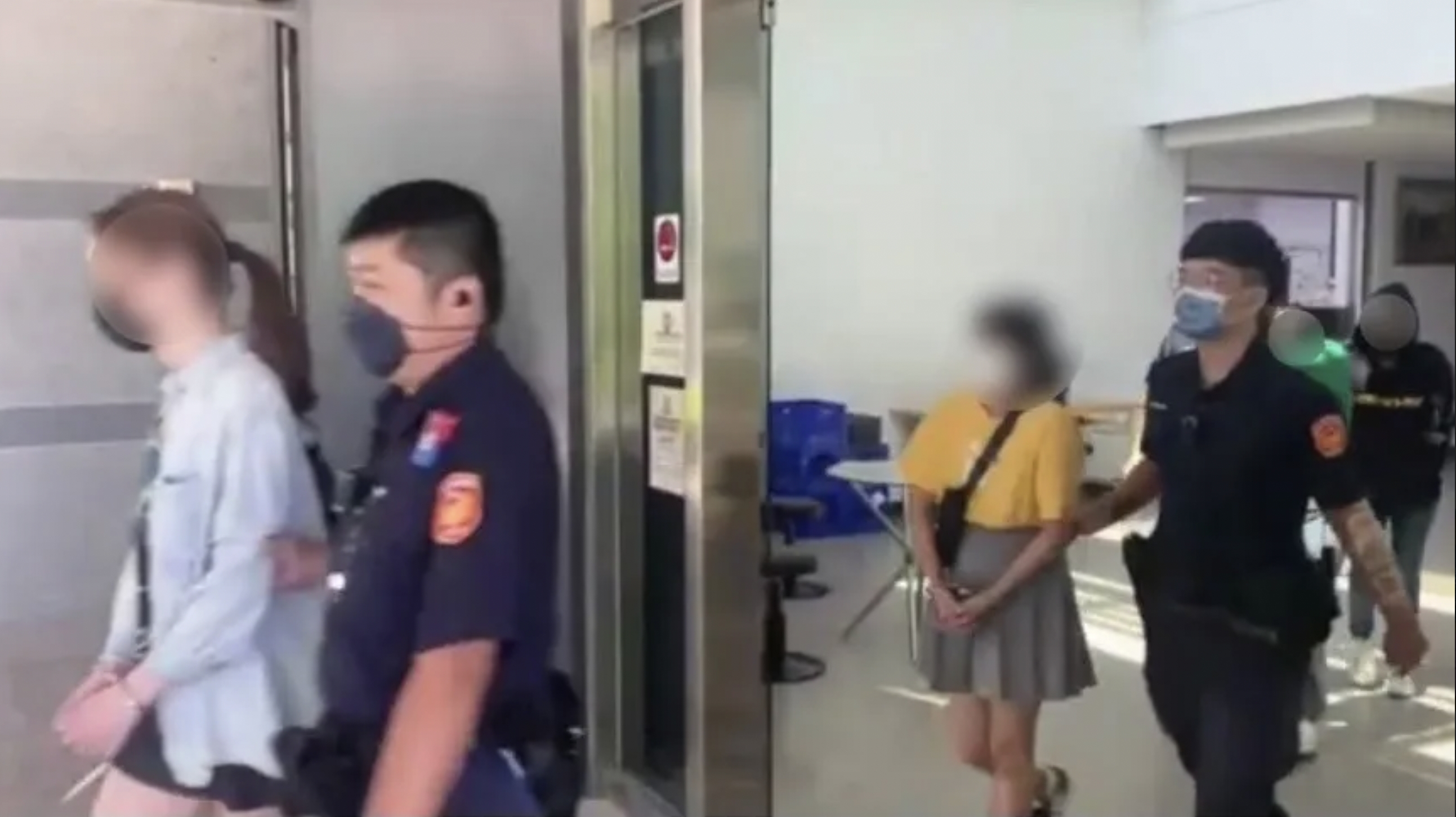 警方將應召站人員帶回偵訊。（翻攝畫面）