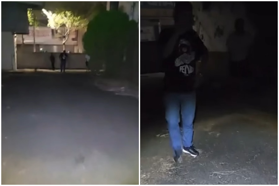 探險直播主「晚安小雞」22日夜闖台南一處私立中學直播，遭到不明人士毆打。（翻攝自晚安小雞臉書）