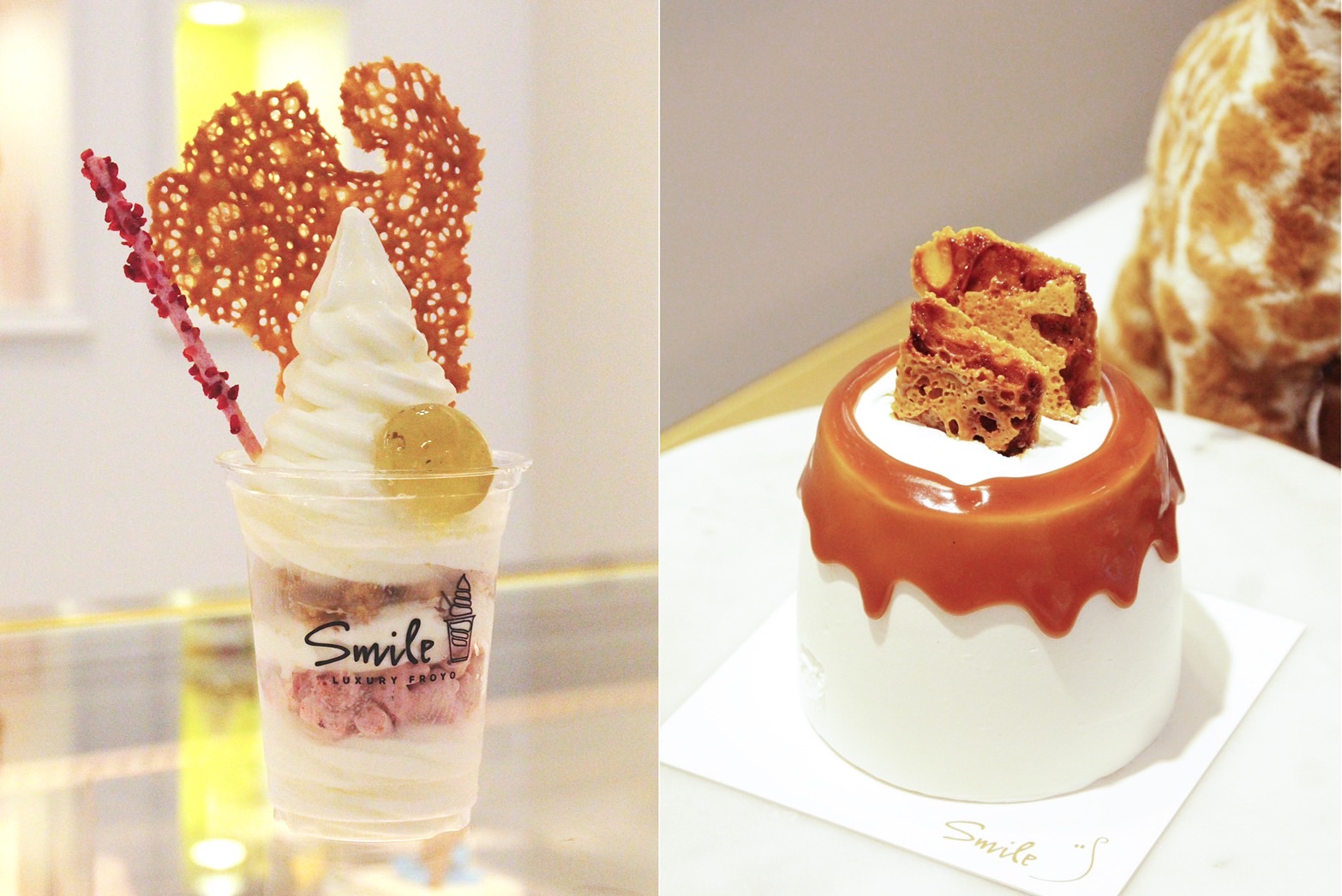 「Smile Froyo」除了高顏值優格霜淇淋，夾心戚風蛋糕也細緻如藝術品。