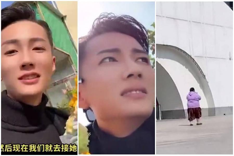 大陸一名男子網交3個月女友,相見歡的時候嚇到自己。(翻攝新浪視頻)