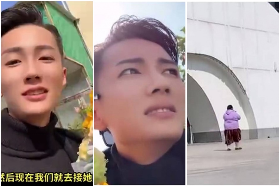 大陸一名男子網交3個月女友，相見歡的時候嚇到自己。（翻攝新浪視頻）