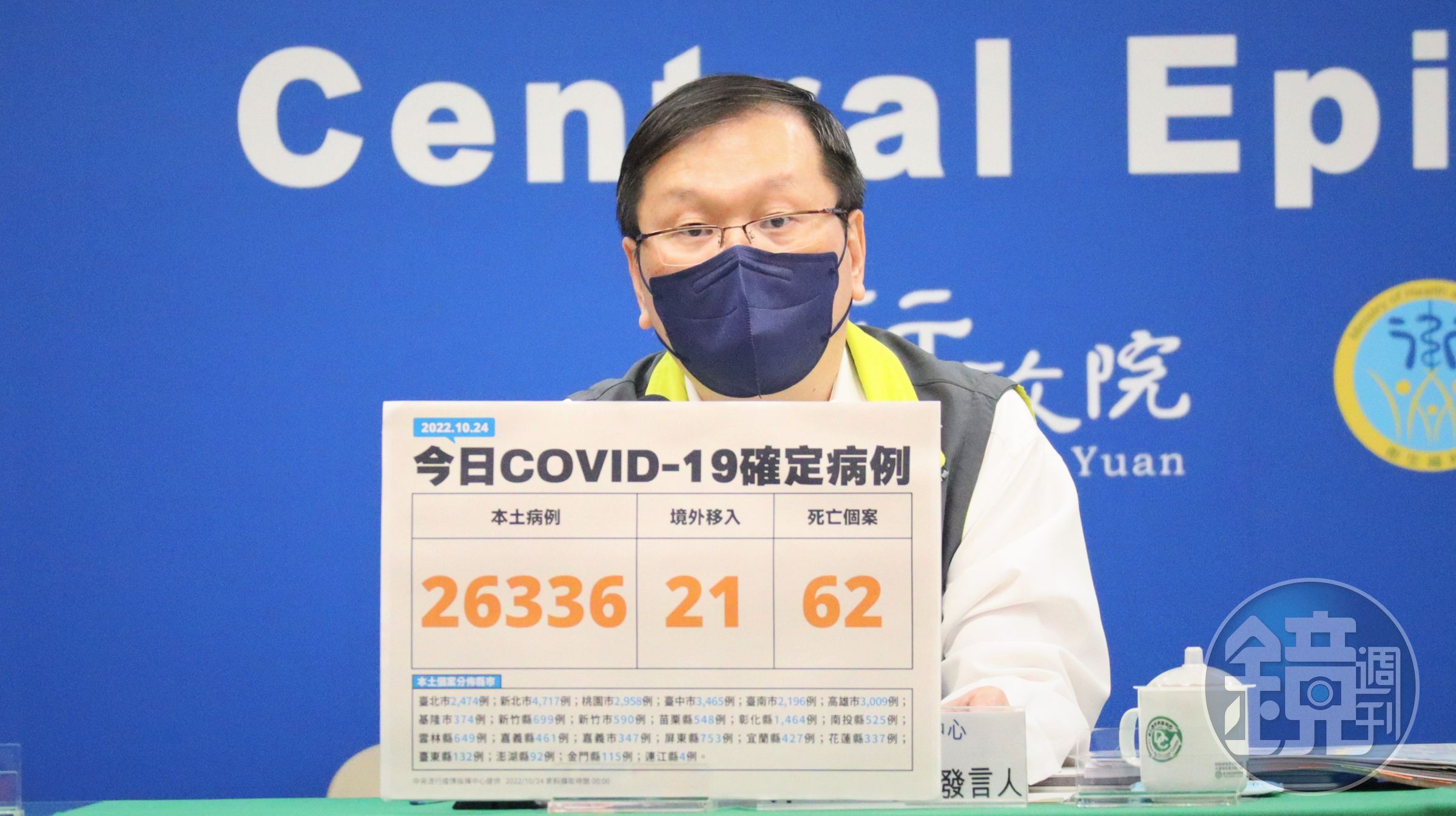 莊人祥公布今日確診病例。（指揮中心提供）