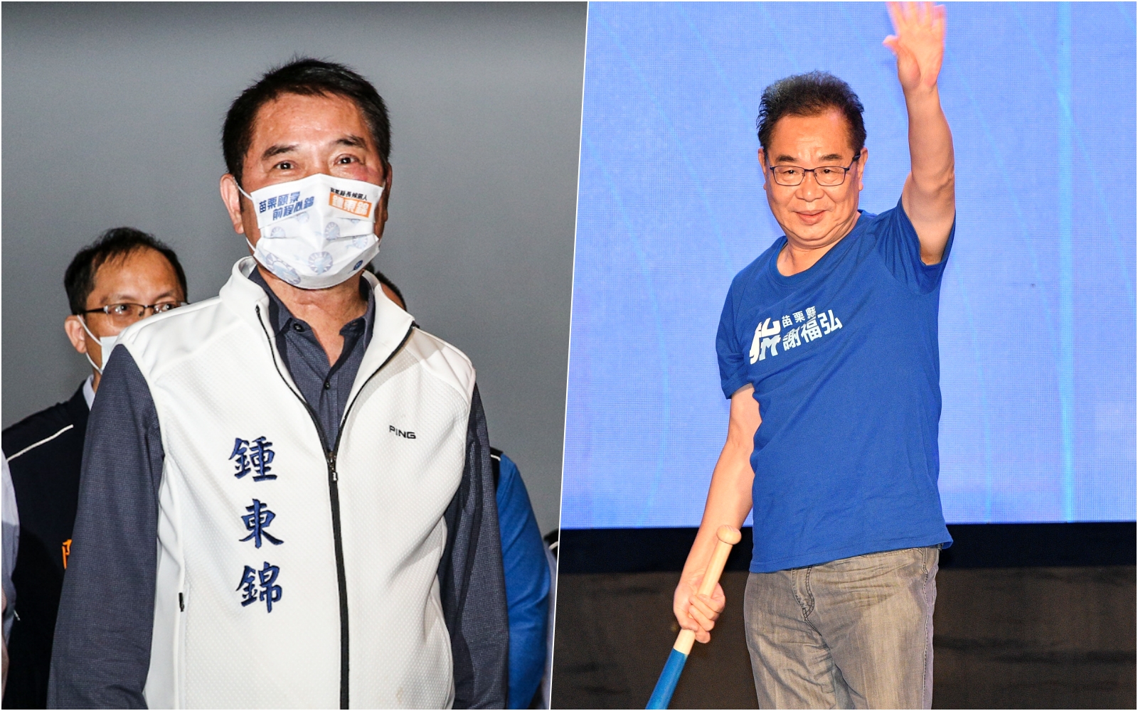 鍾東錦（左）競總指控，謝福弘（右）在2020年總統大選曾倒戈出賣韓國瑜。（本刊資料照）