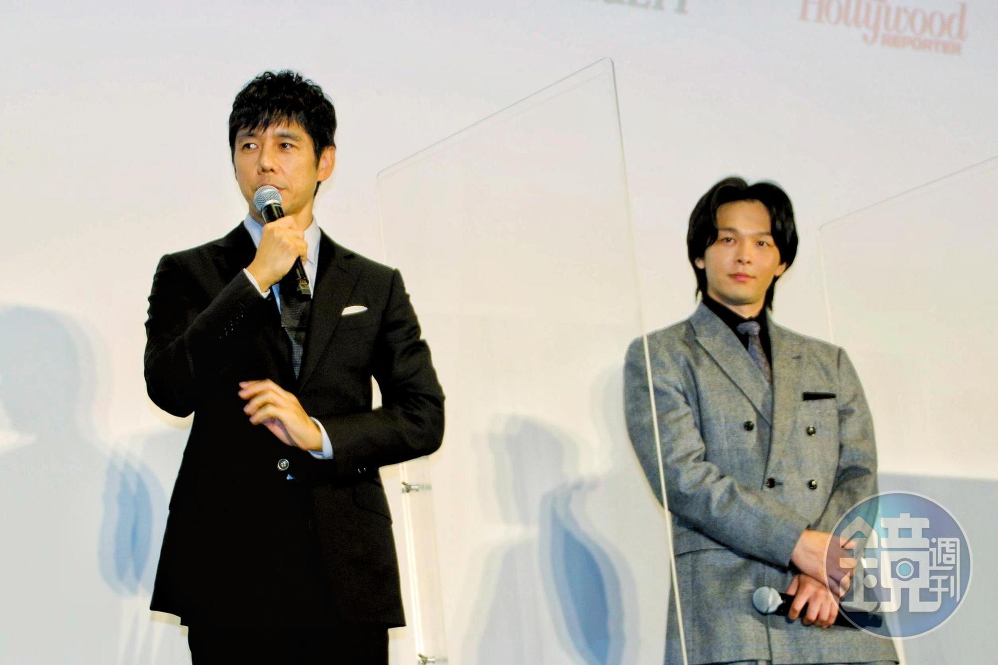 白石和彌導演（右）今和西島秀俊、中村倫也回顧《假面騎士BLACK》拍攝狀況。