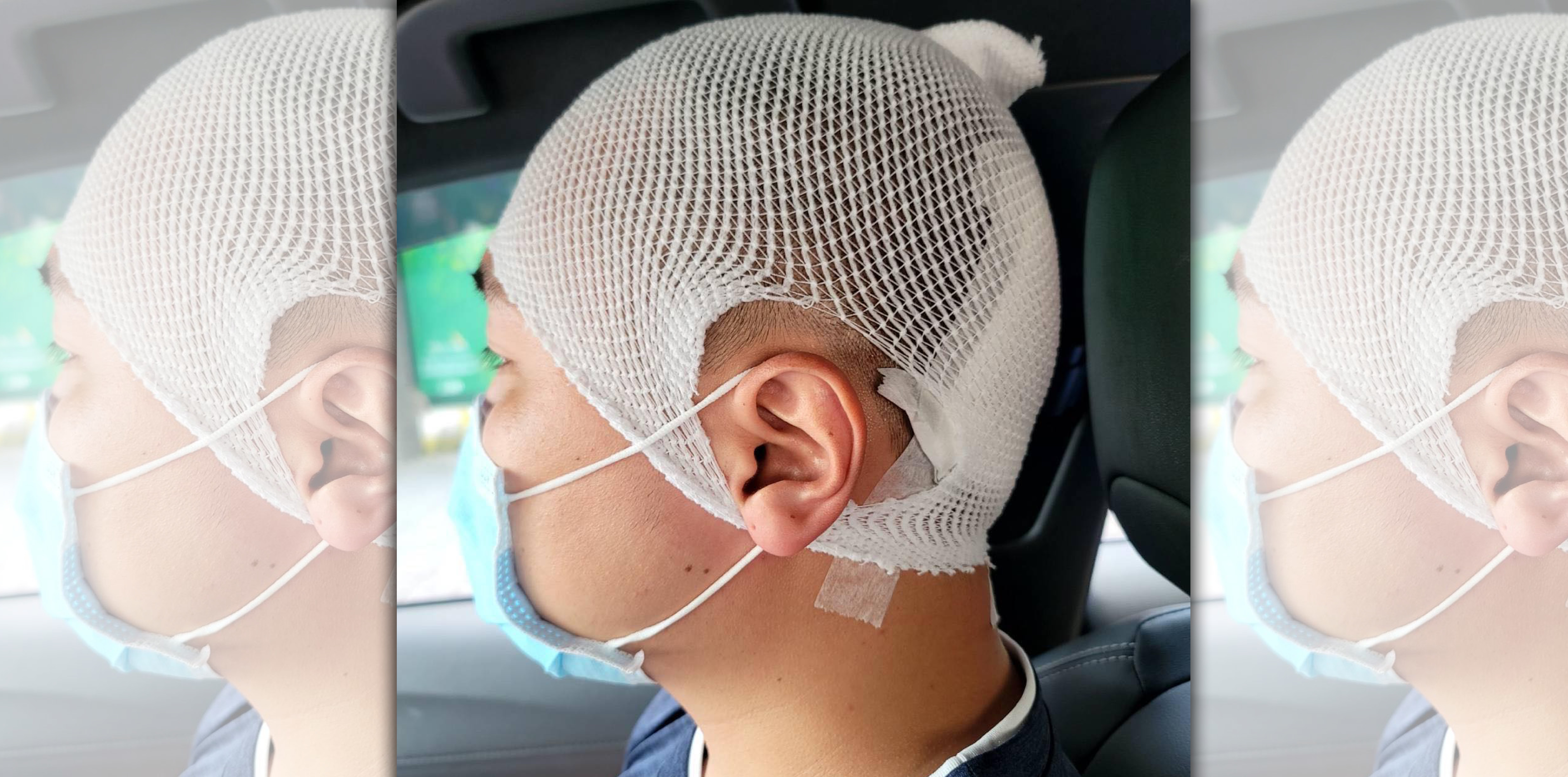 羅智強今在臉書曝光楊植斗傷勢。（翻攝自羅智強臉書）