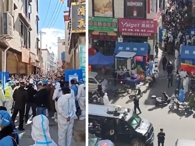 西藏人「造反啦」！拉薩被封城2個半月，民眾爆大規模抗議。（翻自《自由亞洲電台》）