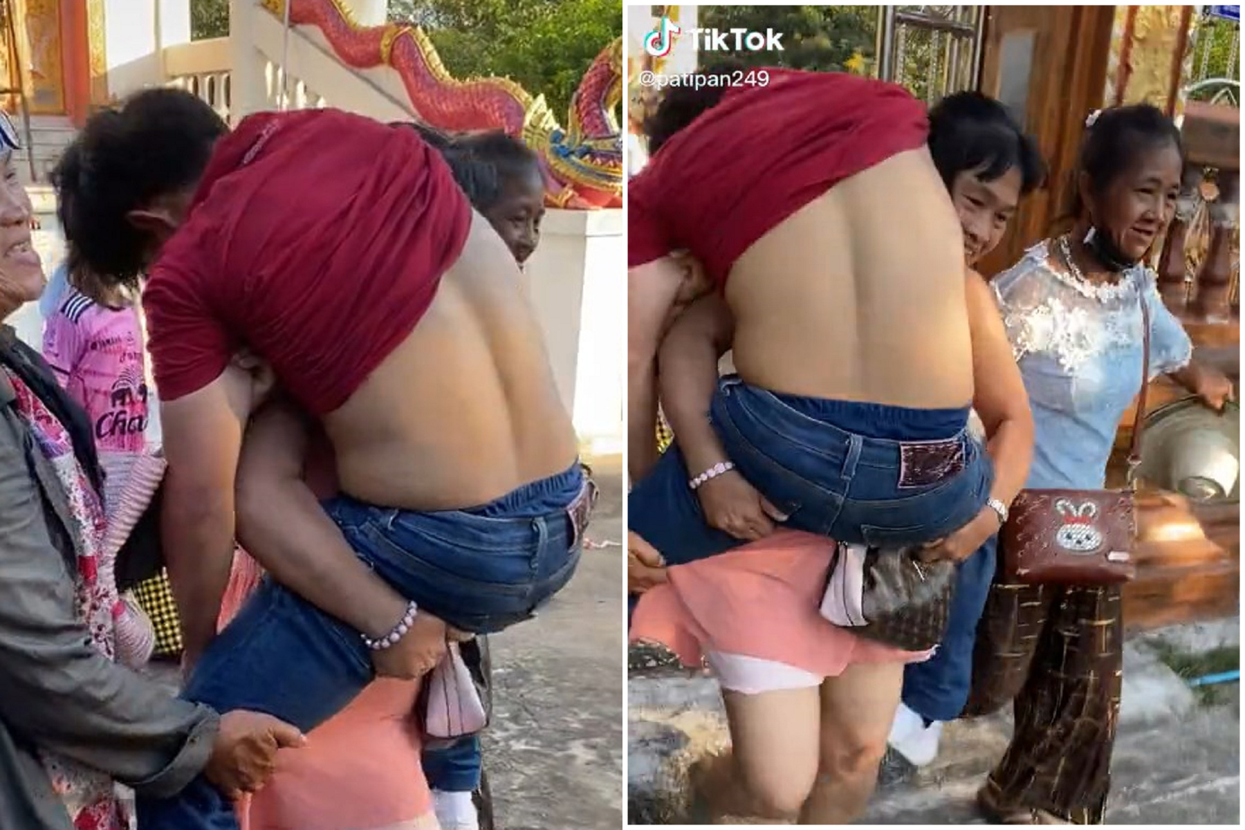 母子丼車震謎片？竟是老慈母太偉大，獨自「撿屍巨嬰」抱上車。（翻自TikTok）