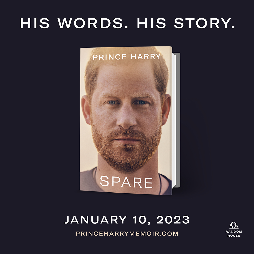 哈利王子回憶錄《Spare》將於2023年1月10日發行。（翻攝Random House Group推特）