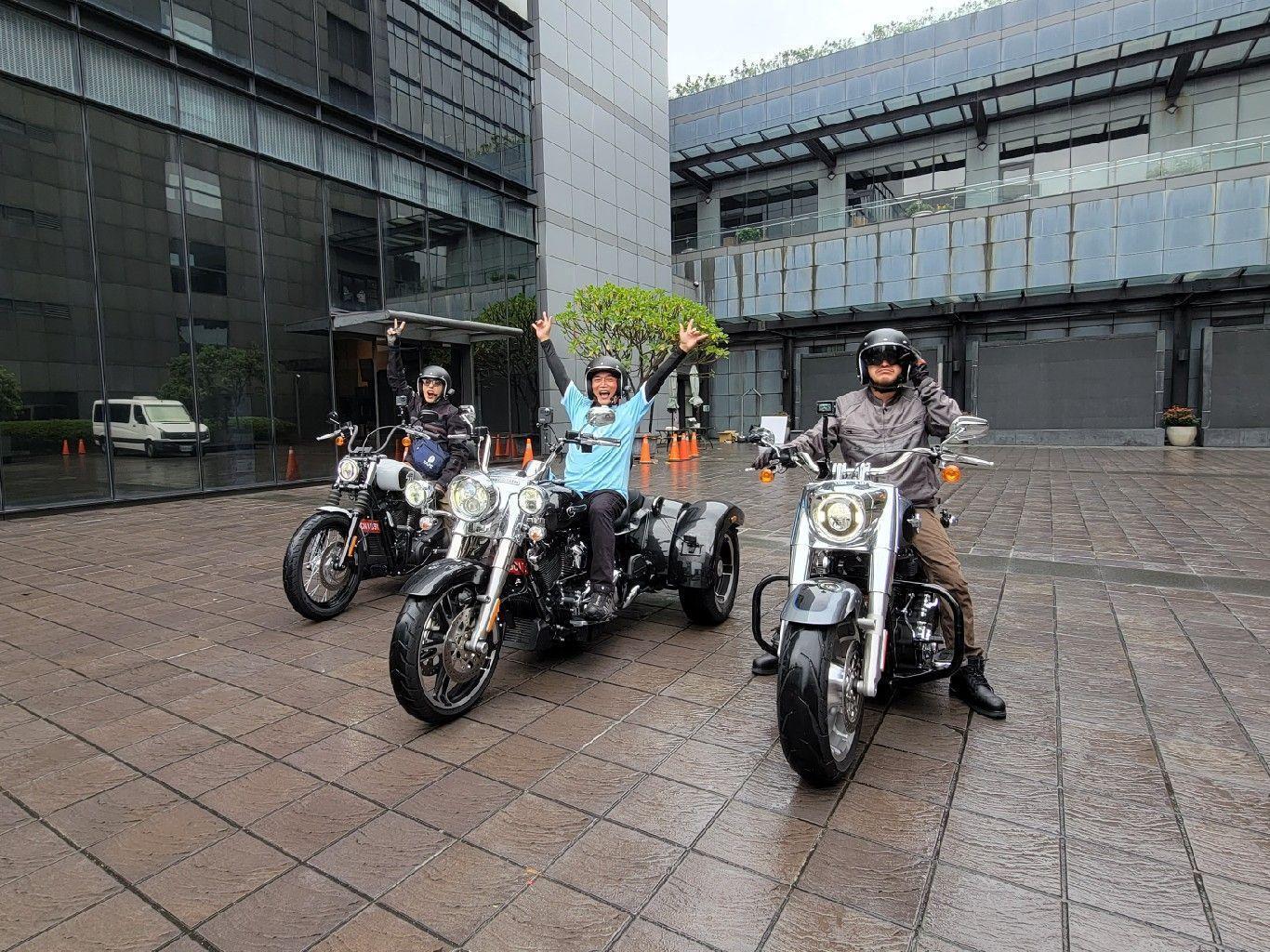 吳宗憲、KID、坤達挑戰騎重機環島。（三立提供）
