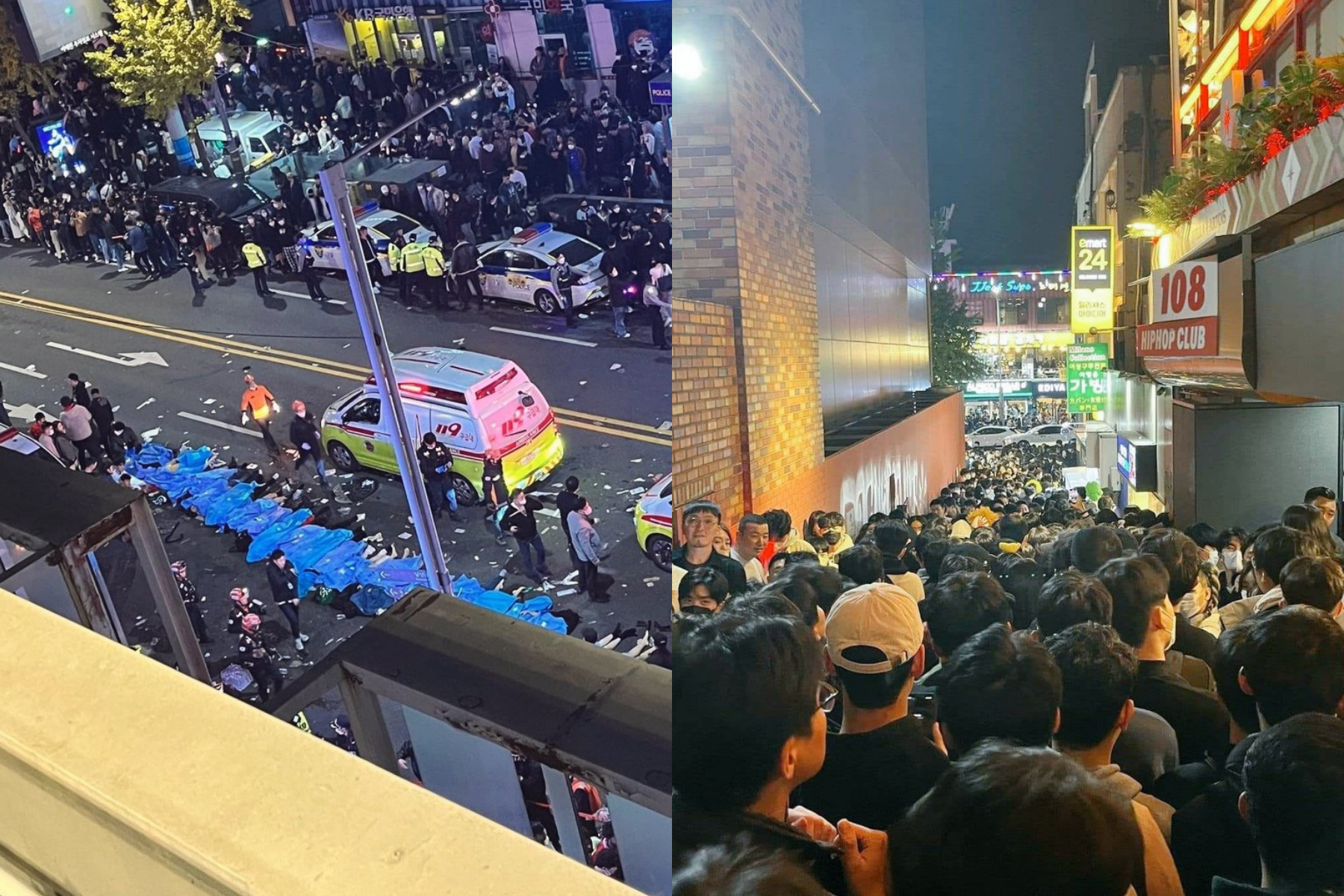 梨泰院萬聖節活動釀大型踩踏意外，目前已累計149死、76傷。（翻攝自twitter）