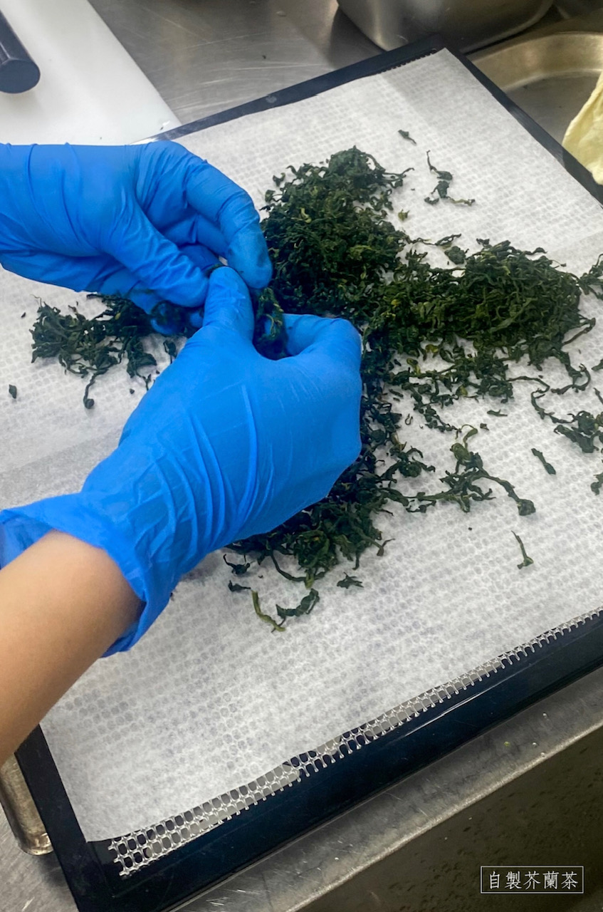 自製芥蘭茶非常費工。