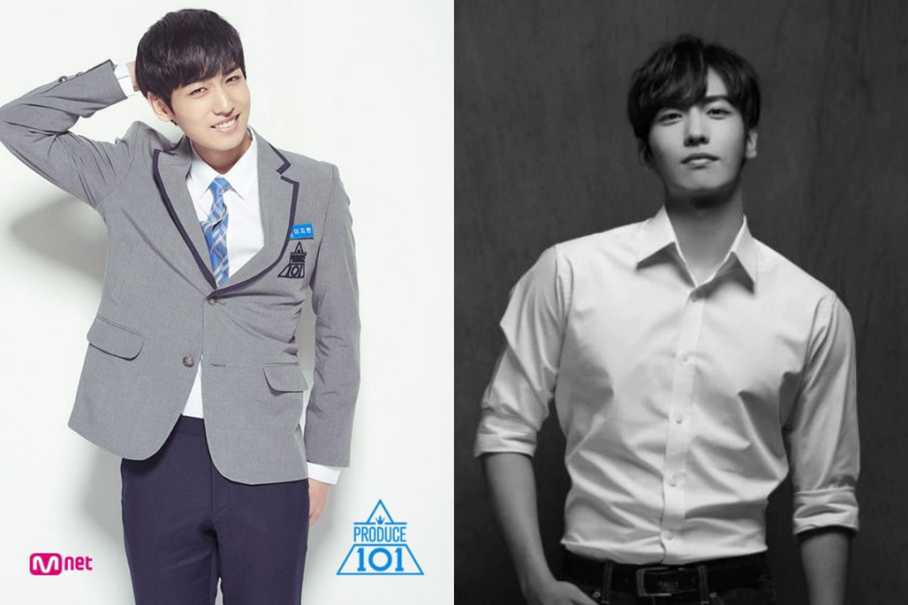 曾參與自《PRODUCE 101》男團選秀的現役演員李智漢經傳在梨泰院踩踏意外中過世。(翻攝自《PRODUCE 101》官網、朝鮮日報)