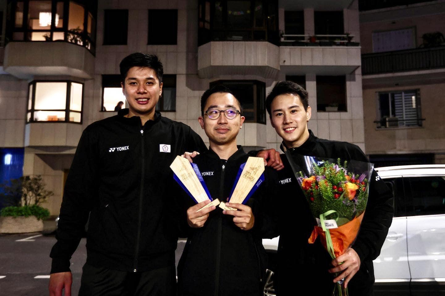 我國男雙組合「楊肉盧」楊博涵（右）、盧敬堯（左）闖入法國公開賽決賽，最終以亞軍創下組合的最佳績。（翻攝自楊博涵/Yang Po Han臉書）