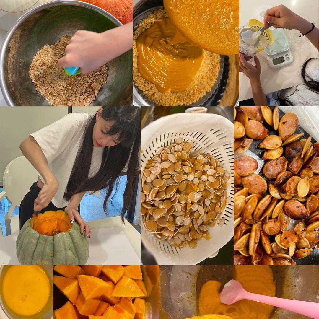 李靚蕾還自己製作南瓜燈與南瓜料理。（翻攝自李靚蕾IG）