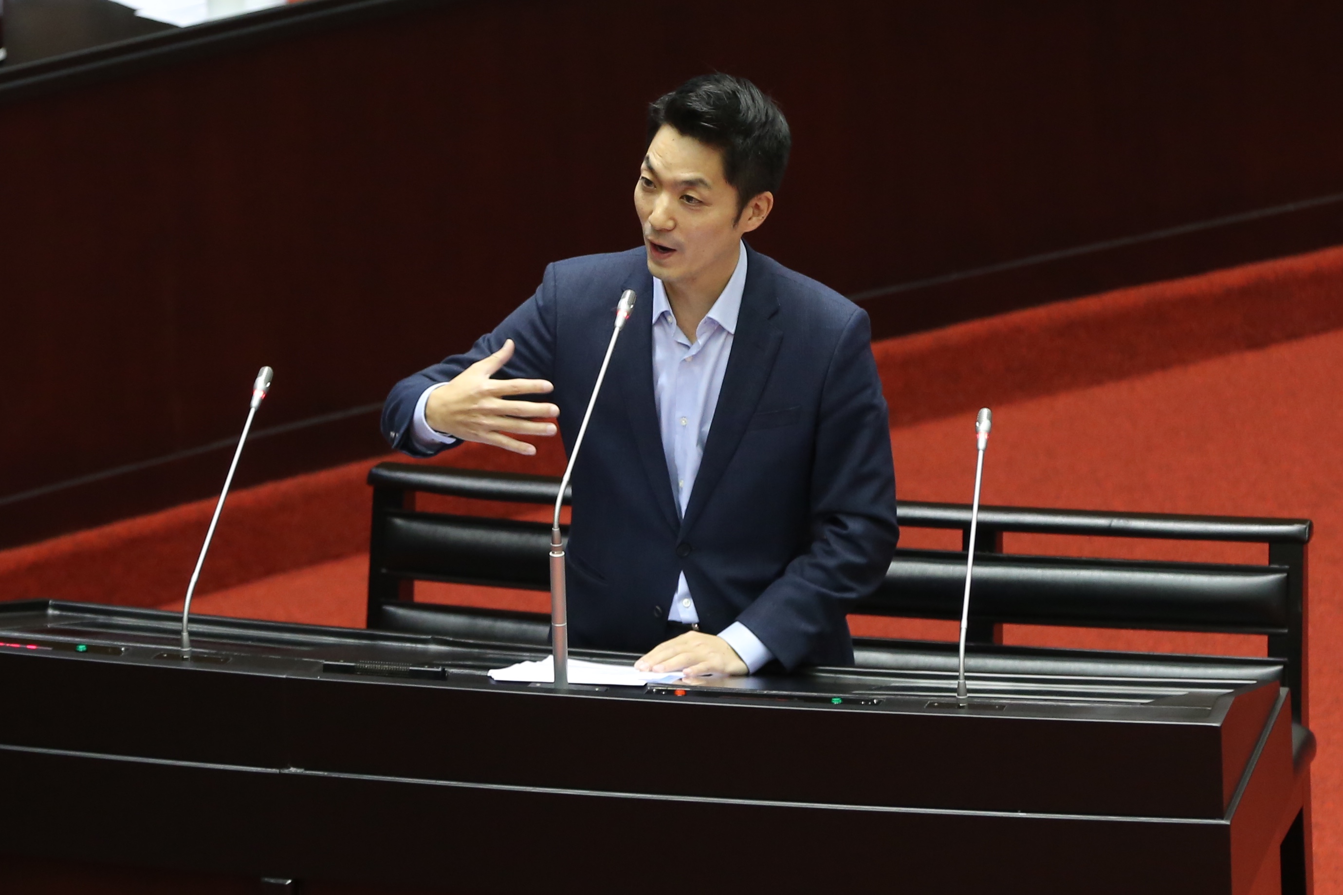 林楚茵批評國民黨不斷造謠打壓國產高端疫苗，還點名市長候選人蔣萬安（圖）為了選舉，就抹黑造謠台灣的生技廠商。（本刊資料照）